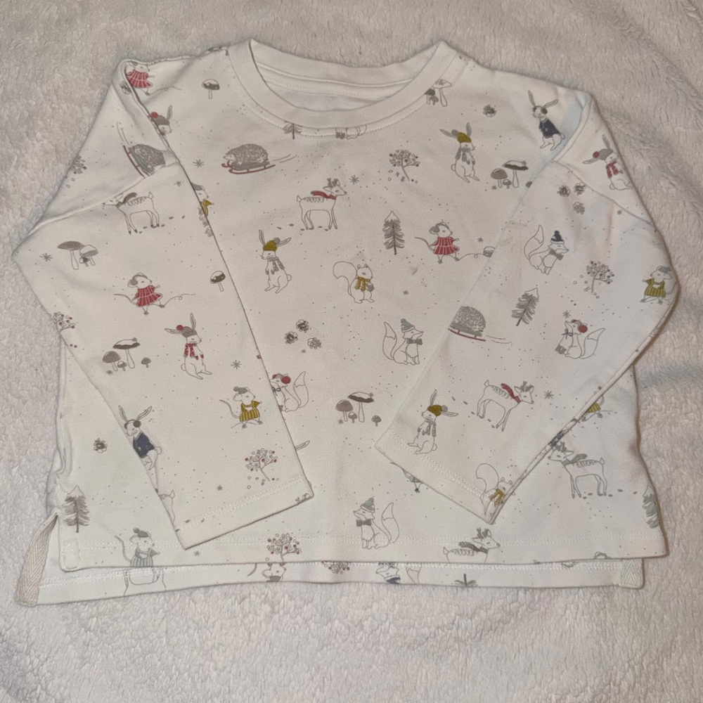 Pehr Winter Woodland Animal Dropped Shoulder Long Sleeve 3T